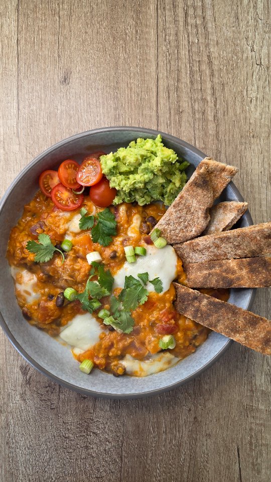 Mexican Cheesy Lentil Bake