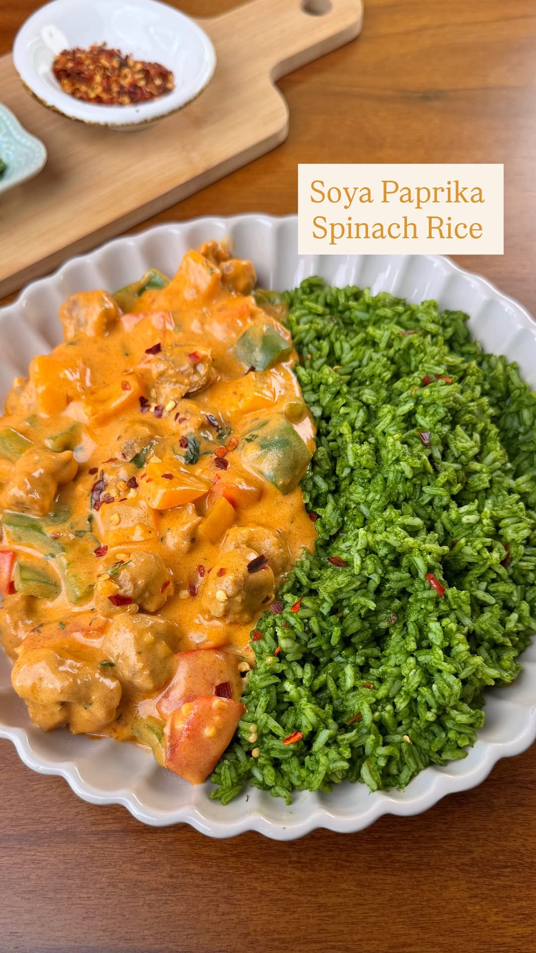Soya Paprika With Spinach Rice