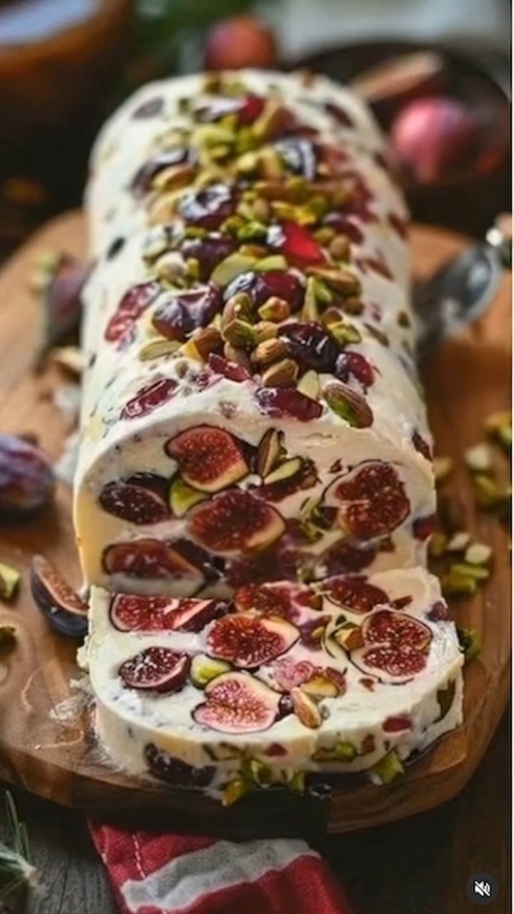 Mediterranean Fig & Pistachio Ice Cream Log