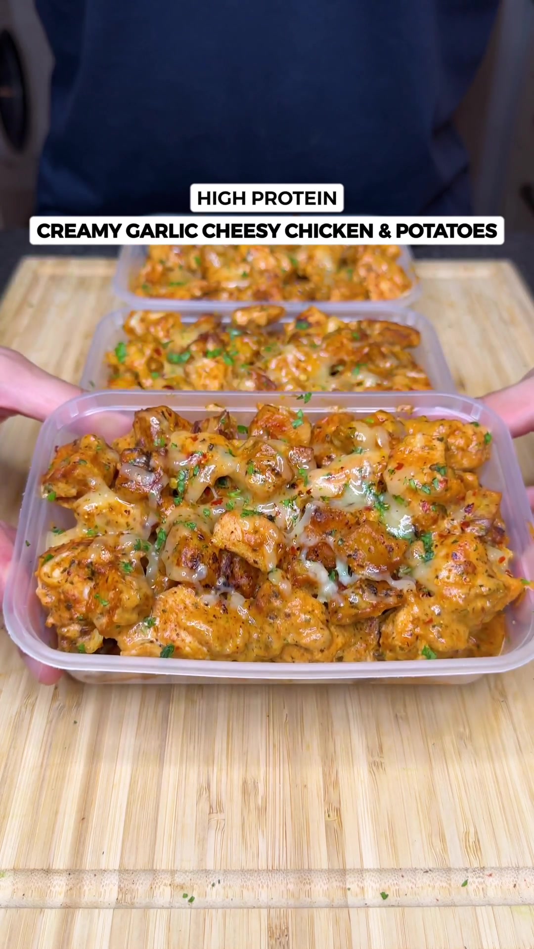 High Protein Creamy Garlic Cheesy Chicken & Potatoes