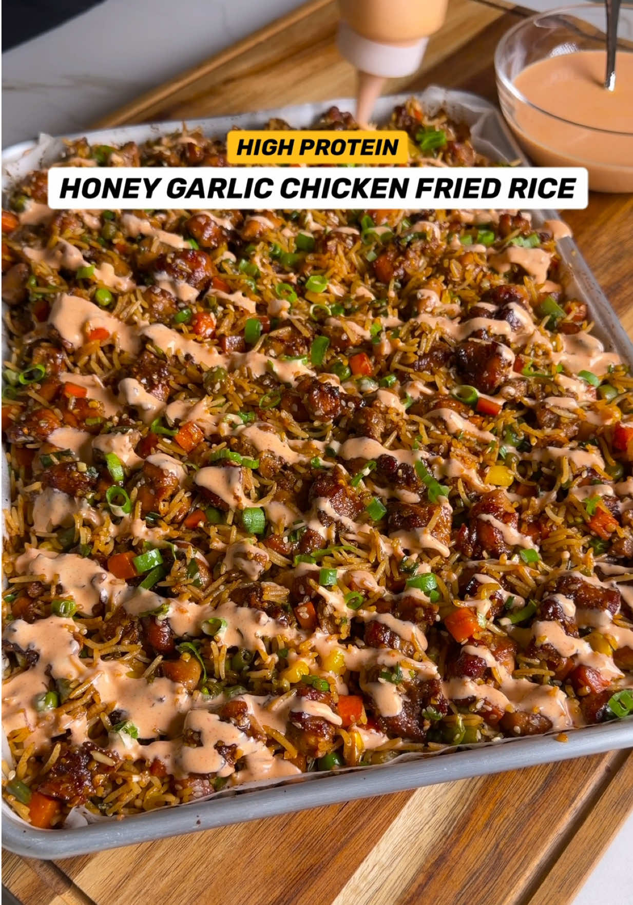 Crispy Honey Garlic Chicken Fried Rice