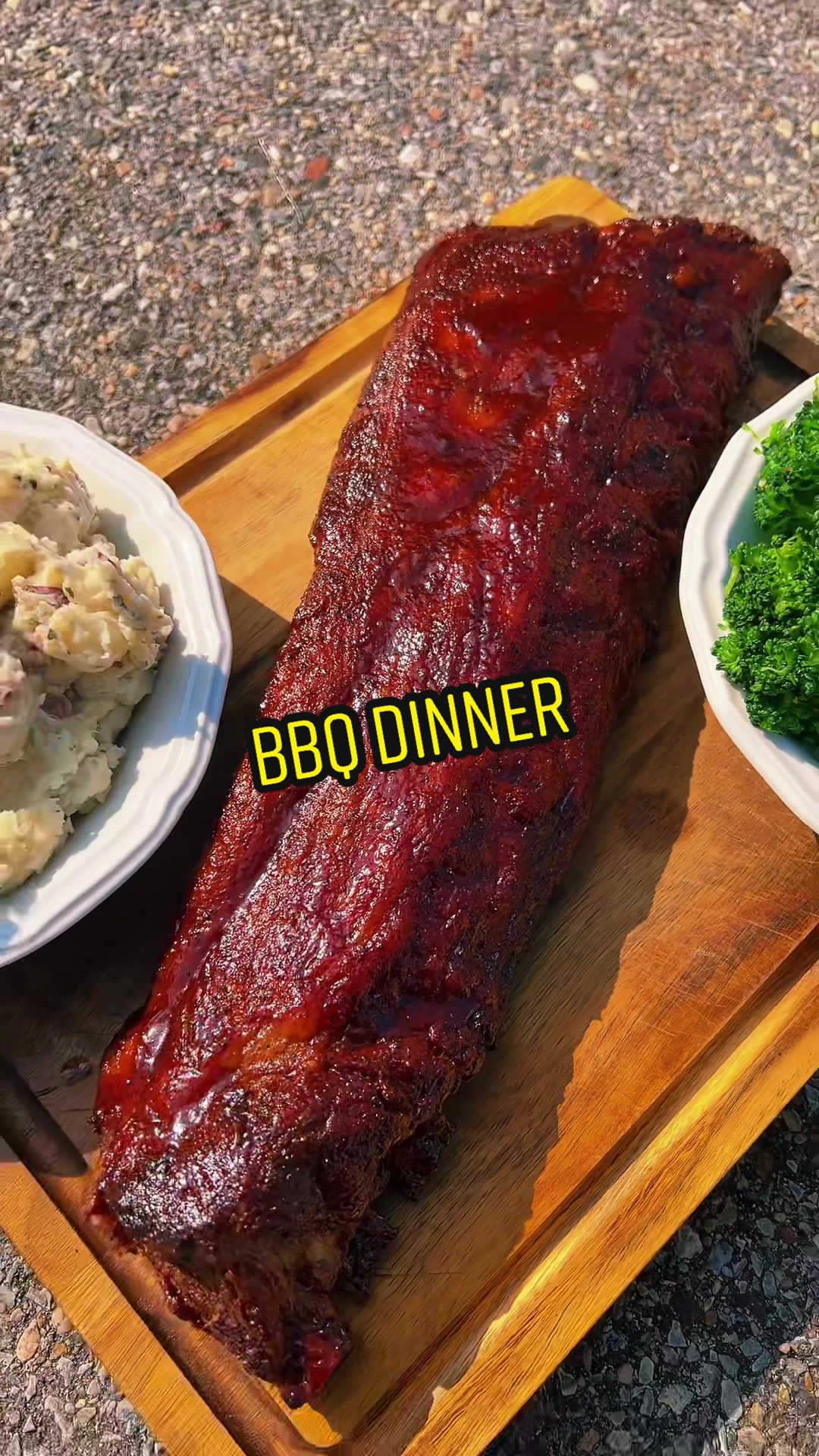 Oven-Baked BBQ Ribs with Garlic Herb Red Skin Mashed Potatoes and Steamed Broccoli