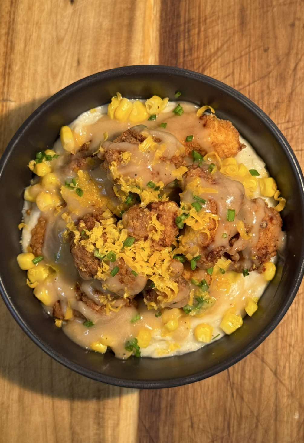 Crispy Popcorn Chicken & Mashed Potatoes Bowl
