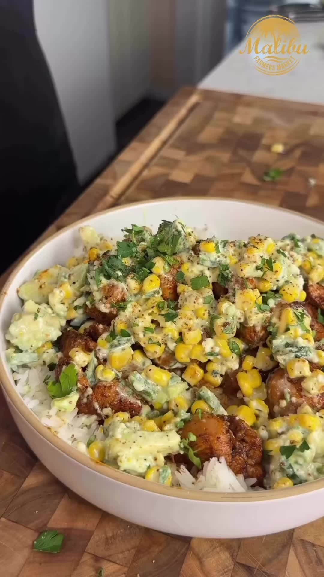 High Protein Street Corn Chicken Bowl