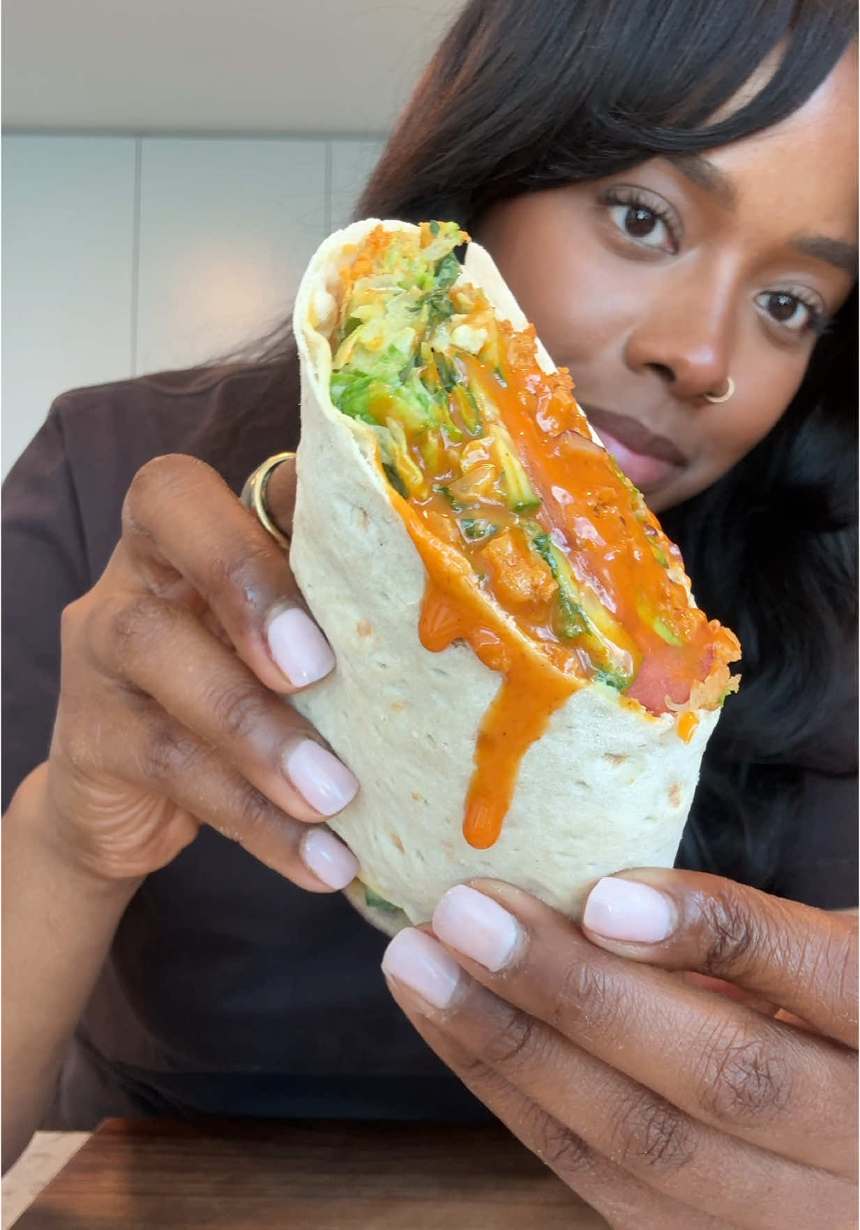 Buffalo Chickpea Caesar Salad Wrap