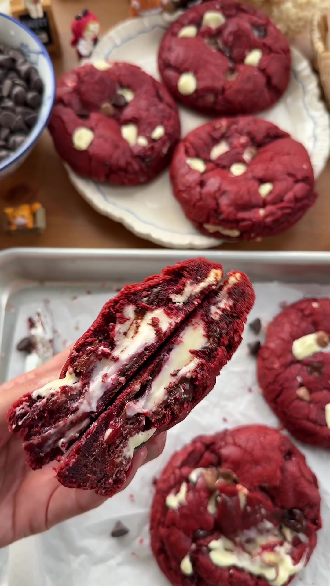 Red Velvet Raspberry Cheesecake Cookies